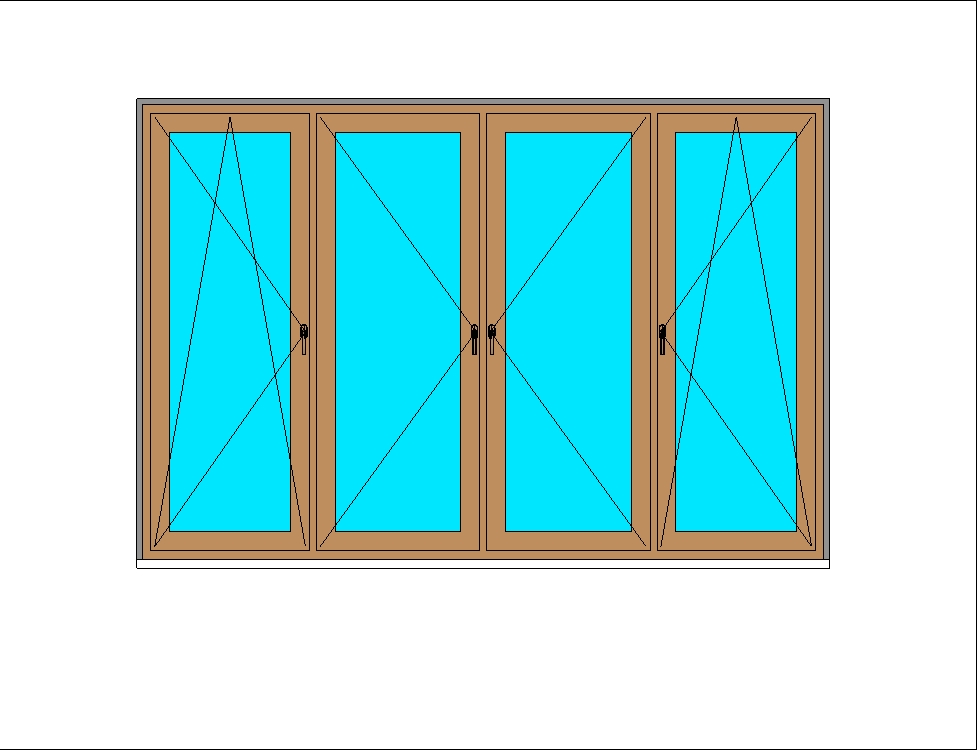 Окно четырехстворчатое с вертикальным импостом V72
